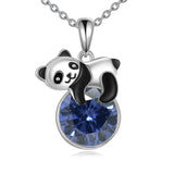 Panda Necklace Sterling Silver Panda Pendant Birthstone Jewlery Gift for Women