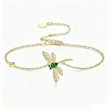14K Gold Plated Birthstone Dragonfly Anklet Bracelet Birthday Gifts for Her