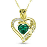 14K Gold Plated 12 Months Birthstone Rose Flower Pendant Necklace Anniversary Birthday Gift