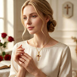 14K Gold Plated  Birthstone Cross Necklace Engraved I Love You Forever