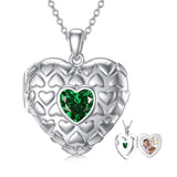 Sterling Silver Personalized Photo Heart Birthstone Pendant Necklace