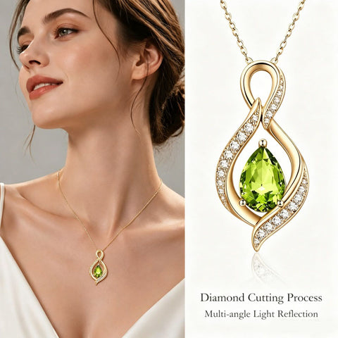 14K Gold Plated  Birthstone Infinity Symbol Pendant  Necklace Anniversary Christmas Birthday Jewelry Gift