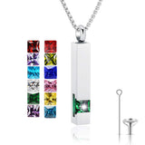 Stainless Steel Birthstones Cross Urn Necklaces for Ashes