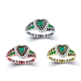 Copper  Personalized Birthstone Engraved Class Rings for Women, College Senior High School Ring
