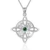 Sterling Silver Birthstone Celtic Knot Witches Knot Pendant Necklace