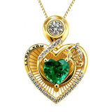 14K Gold Plated  Heart Birthstone Butterfly Necklace Engraved with  I Love You