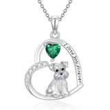 Sterling Silver 12 Month Birthstone Schnauzer Chihuahua Pitbull Pug Pendant Necklace for Women