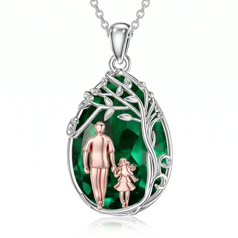 Sterling Silver Crystal Father Daughter Pendant Necklace from Dad  I Love You Forever Jewelry