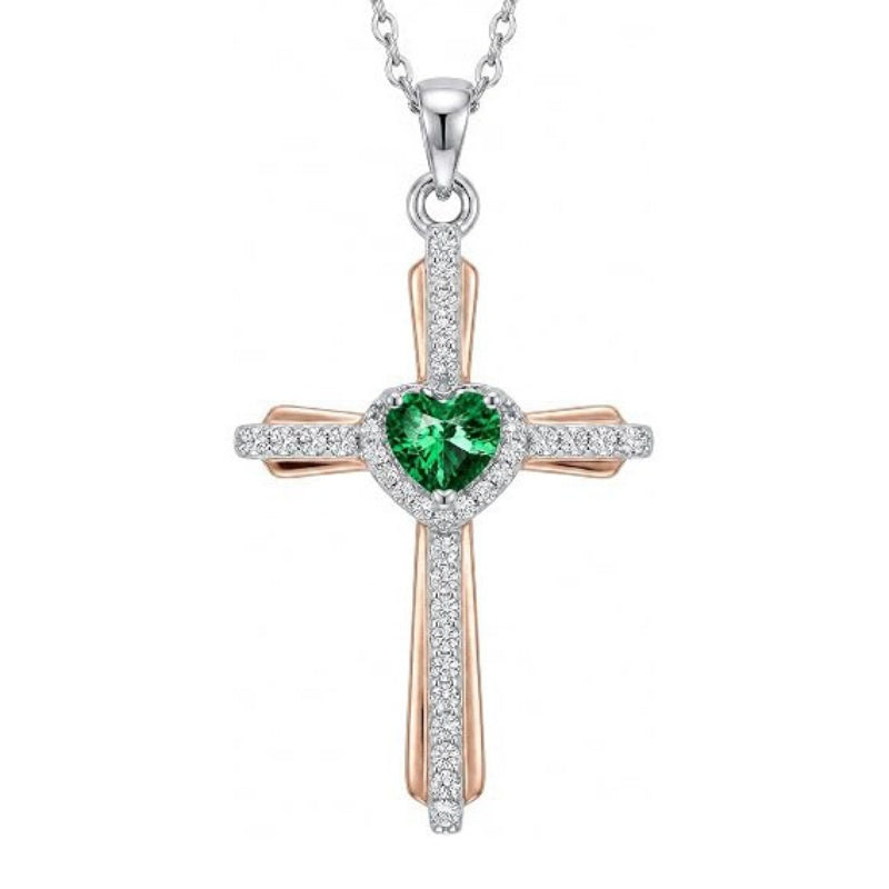 14K Gold Plated Birthstone Cross Necklace for Women  Protection Jewelry