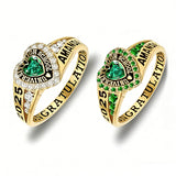 Copper Personalized Birthstone Engraved Class Rings for Women, College Senior High School Ring