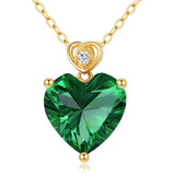 14K Gold 3 Carat Heart-cut Birthstone Pendant Necklace