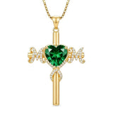 14K Gold Plated  Birthstone Cross Necklace  Pendant Necklace Mother's Day Birthday Gifts for Women