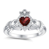 925 Silver 0.1 Cttw Natural Diamond Irish Claddagh Gemstone Rings for Women Customized Irish Claddagh Heart Promise Ring with Birthstone