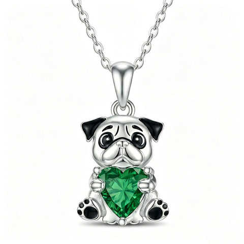 Sterling Silver 12 Month Birthstones Hedgehog Pug Fox Otter Pendant Necklace Gifts for  Birthday, Christmas, Graduation
