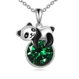 Panda Necklace Sterling Silver Panda Pendant Birthstone Jewlery Gift for Women