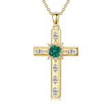 14K Gold Plated Birthstone Infinity  Cross Pendant NecklaceJewelry for Women