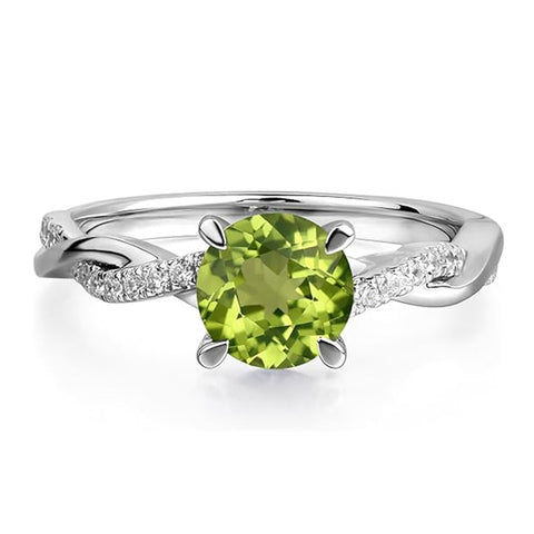 Sterling Silver 7x7mm Round Cut Gemstone Twist Infinity Engagement Ring for Women