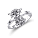 Highland Cow Ring 925 Sterling Silver Rings Gift For Women Girls Mom