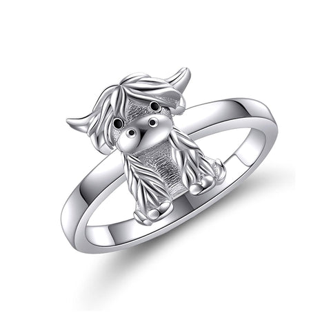 Sterling Silver Highland Cow Animal Ring for Mother