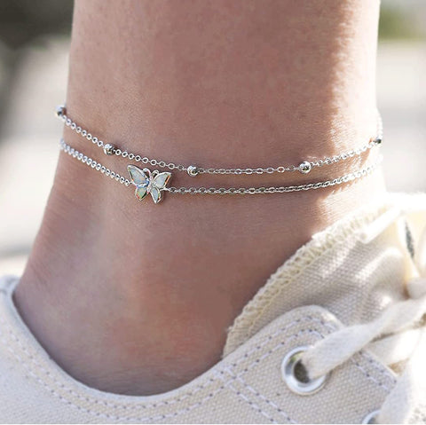 Sterling Silver Multi-layered Animal Anklet