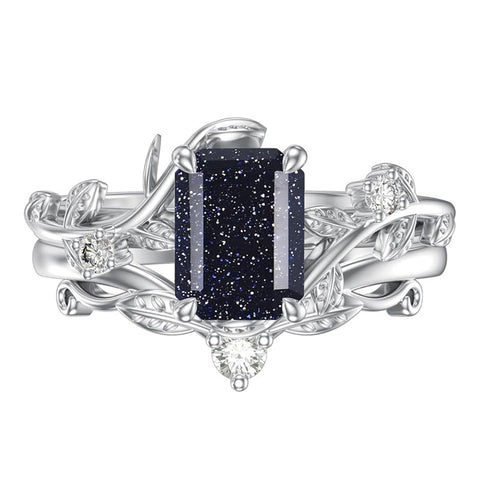 Sterling Silver Pear Oval Kite Heart Hexagon Emerald Coffin Cut Gemstone Engagement Promise Ring Set