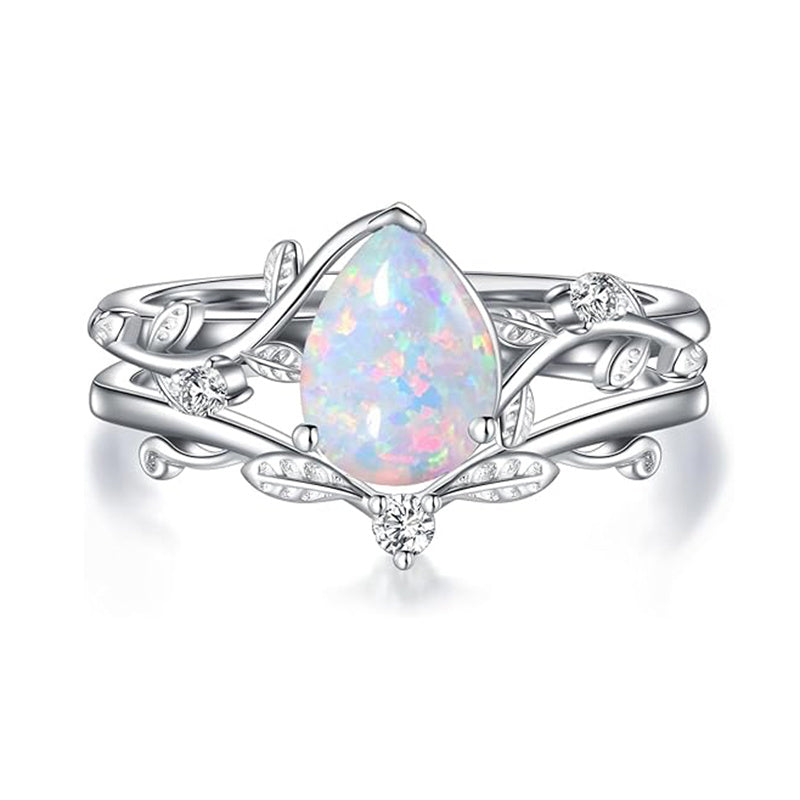 Sterling Silver Pear Oval Kite Heart Hexagon Emerald Coffin Cut Gemstone Engagement Promise Ring Set