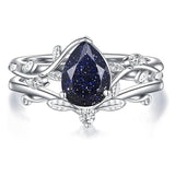 Sterling Silver Pear Oval Kite Heart Hexagon Emerald Coffin Cut Gemstone Engagement Promise Ring Set