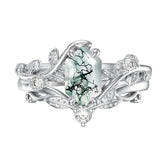 Sterling Silver Pear Oval Kite Heart Hexagon Emerald Coffin Cut Gemstone Engagement Promise Ring Set