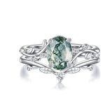 Sterling Silver Pear Oval Kite Heart Hexagon Emerald Coffin Cut Gemstone Engagement Promise Ring Set