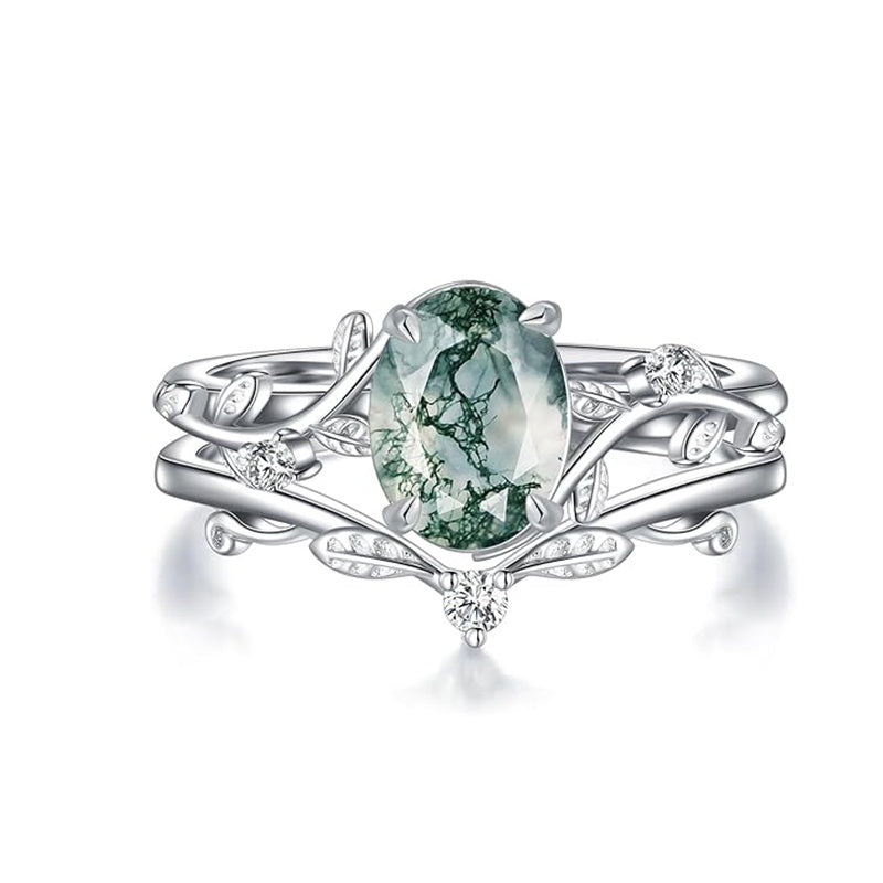 Sterling Silver Pear Oval Kite Heart Hexagon Emerald Coffin Cut Gemstone Engagement Promise Ring Set