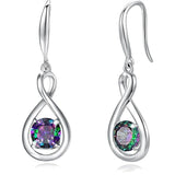 925 Sterling Round Gemstone Birthstone Dangle Earrings