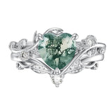 Sterling Silver Pear Oval Kite Heart Hexagon Emerald Coffin Cut Gemstone Engagement Promise Ring Set