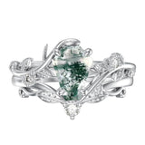 Sterling Silver Pear Oval Kite Heart Hexagon Emerald Coffin Cut Gemstone Engagement Promise Ring Set