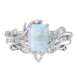 Sterling Silver Pear Oval Kite Heart Hexagon Emerald Coffin Cut Gemstone Engagement Promise Ring Set