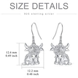 Highland Cow Dangle Earrings 925 Sterling Sliver Cow Drop Earrings Christmas gift for Women Girls