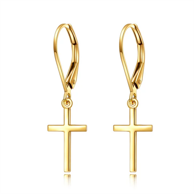 Leverback hot sale cross earrings