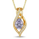 14K Gold Plated  Teardrop Birthstone Infinity Pendant Necklace for Women
