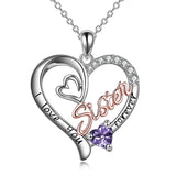 Sterling Silver Birthstone Sister Pendant Necklace Engraved WithI Love You Forever