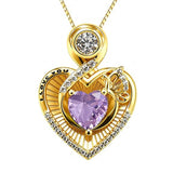 14K Gold Plated  Heart Birthstone Butterfly Necklace Engraved with  I Love You
