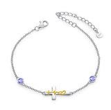 925 Sterling Silver Faith Hope Love Cross Bracelets with 12 Birthstones Birthday Christian Jewelry for Women