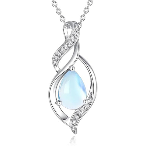 Sterling Silver Teardrop Birthstone Infinity Love Necklace for Women