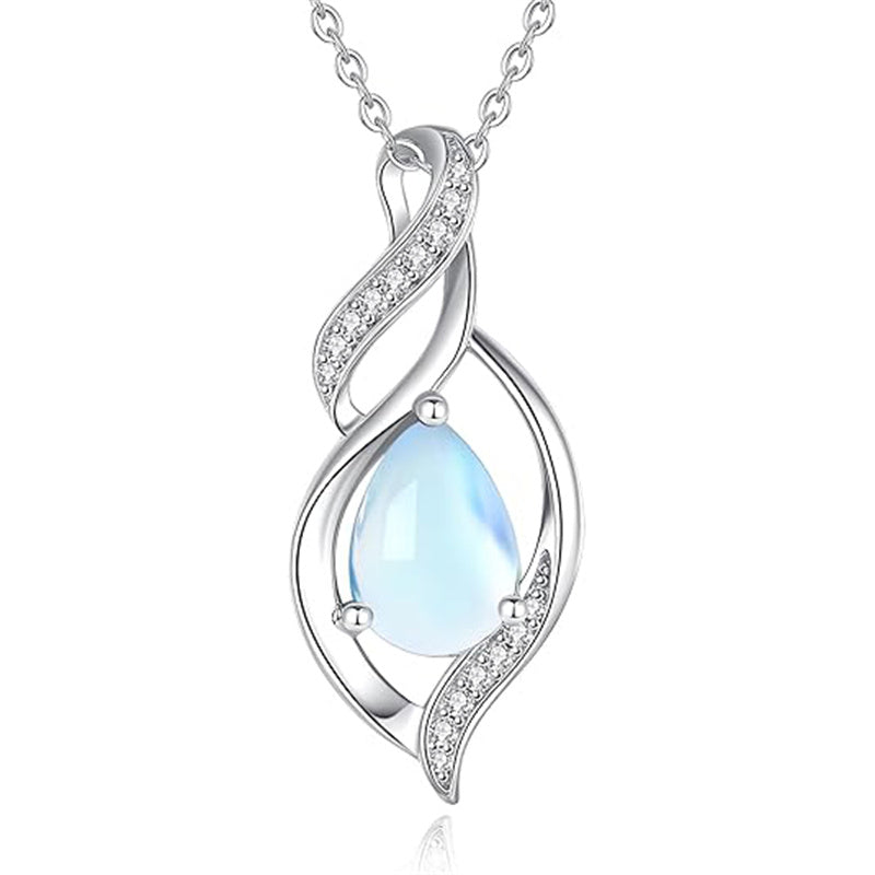 Sterling Silver Teardrop Birthstone Infinity Love Necklace for Women