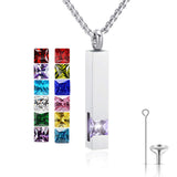 Stainless Steel Birthstones Cross Urn Necklaces for Ashes