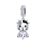 Sterling Silver 12 Months Birthstone Cow Charm Beads