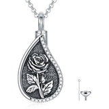 Sterling Silver Personalized Engraved Teardrop Birth Flower Urn Necklace for Ashes