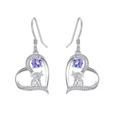 Sterling Silver Birthstone Highland Cow Dangle Earrings