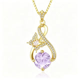 14K Gold Plated Birthstone Infinity Butterfly Necklace for Women