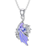 Sterling Silver Birthstone Wyvern Dragon Pendant Necklace