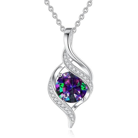 Sterling Silver Teardrop Birthstone Infinity Love Necklace for Women