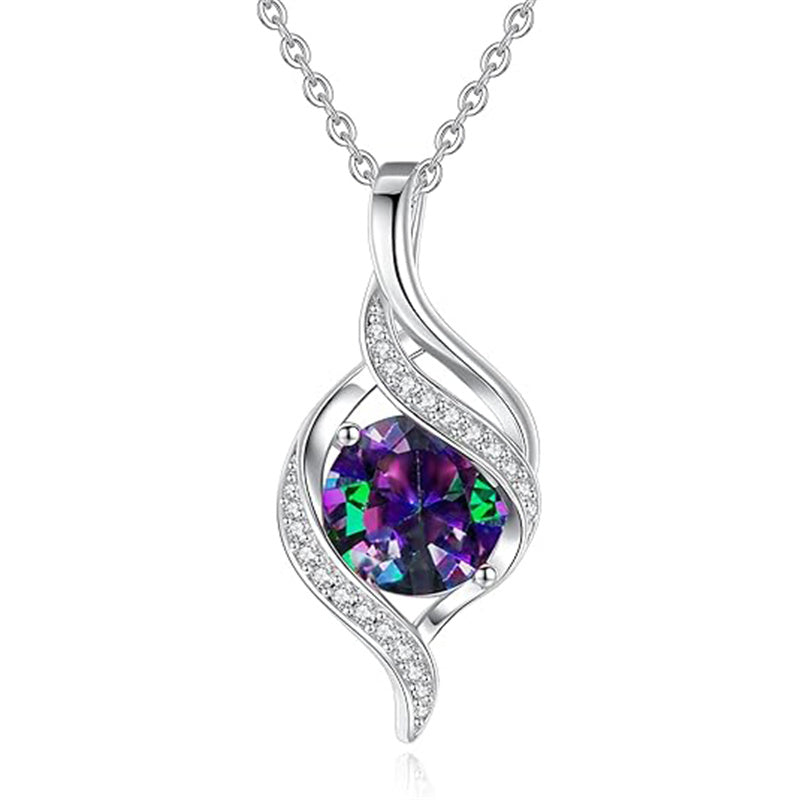Sterling Silver Teardrop Birthstone Infinity Love Necklace for Women